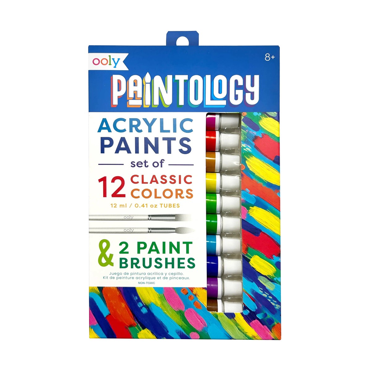 Paintology Acrylic Paints 2 Brushes - Classic Colors