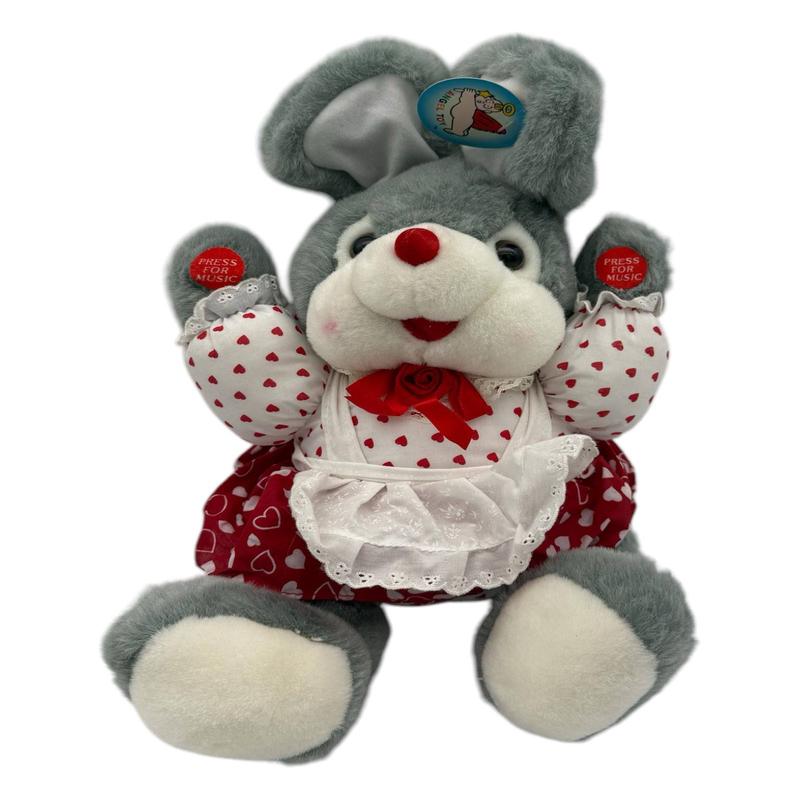 13" Stuffed Mouse with Hearts Dress