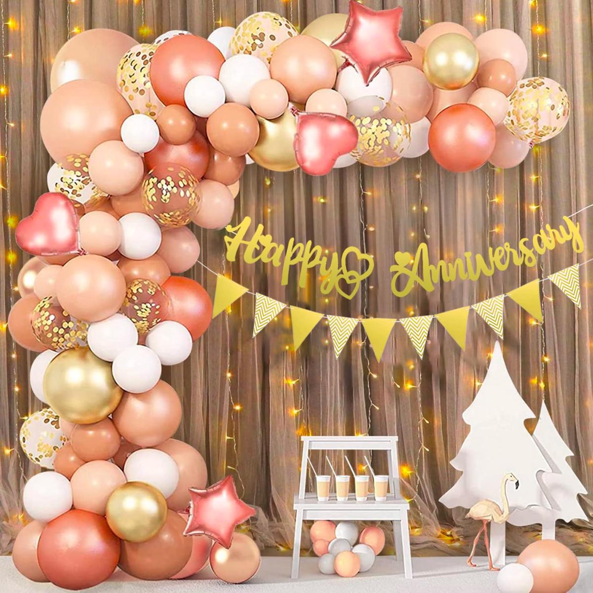 Anniversary Decoration Items Kit - 56Pcs (Rose Gold)