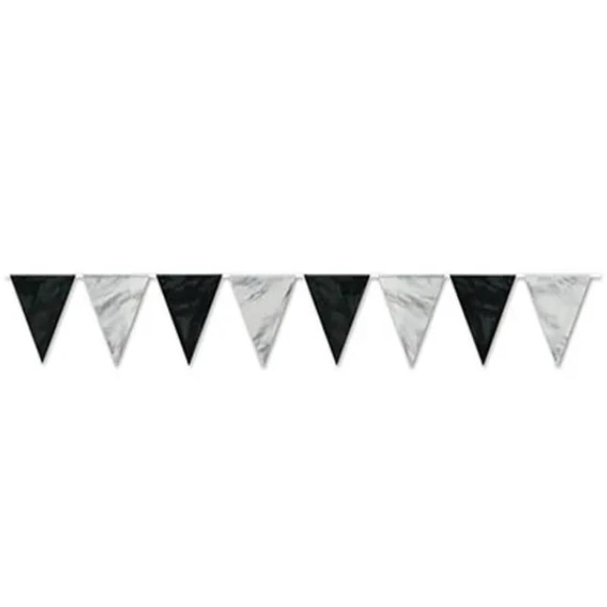 BLACK 038 SILVER PENNANT BANNER