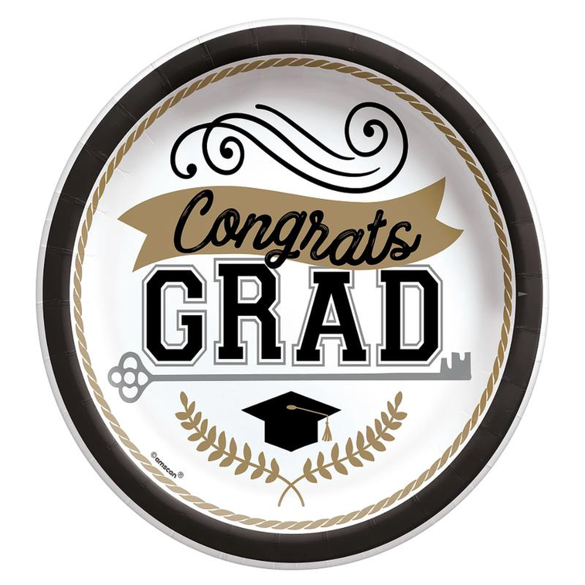 Graduation Achievement Is Key Round Plates 85 inch 50ct