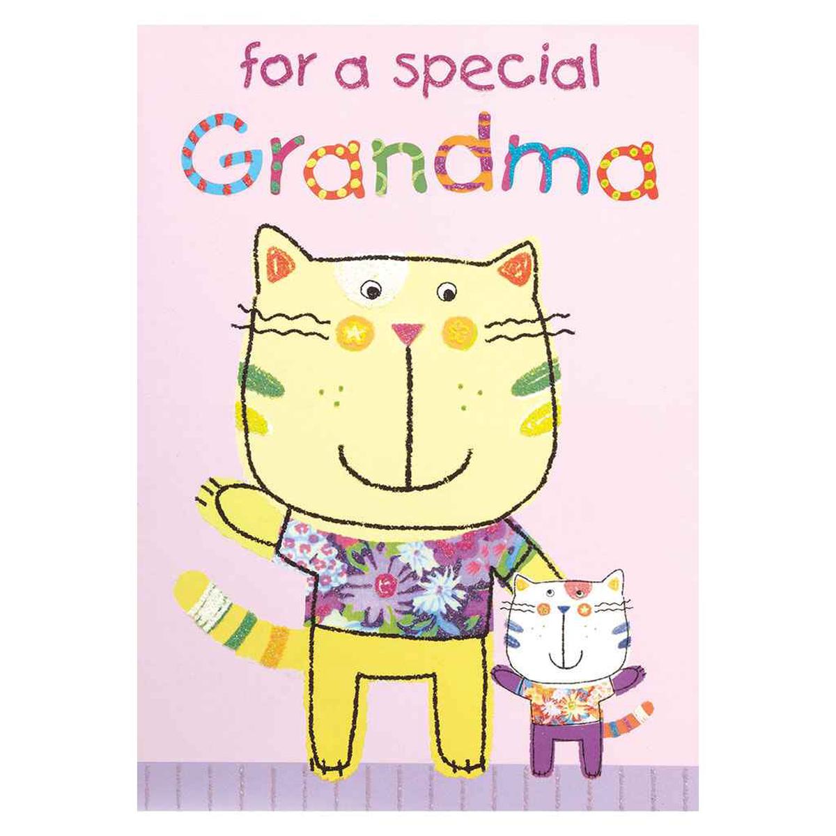 Grandma Cat with Kitten Greeting Card