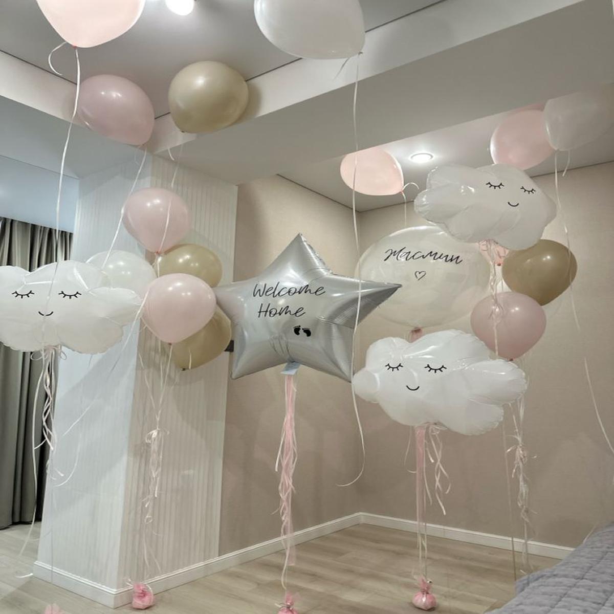 Hospital or Home Welcome Baby Personalised Clear with White Latex and Customize Sticker, Latex Dust