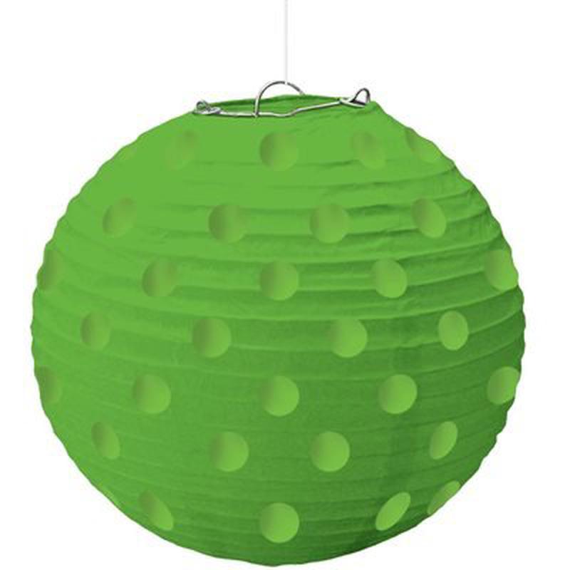 Mini Green With Gold Polka Dots Paper Lanterns 5pc - Amscan