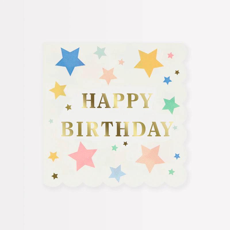 MM: Happy Birthday Stars Large Napkins - 16 Pieces