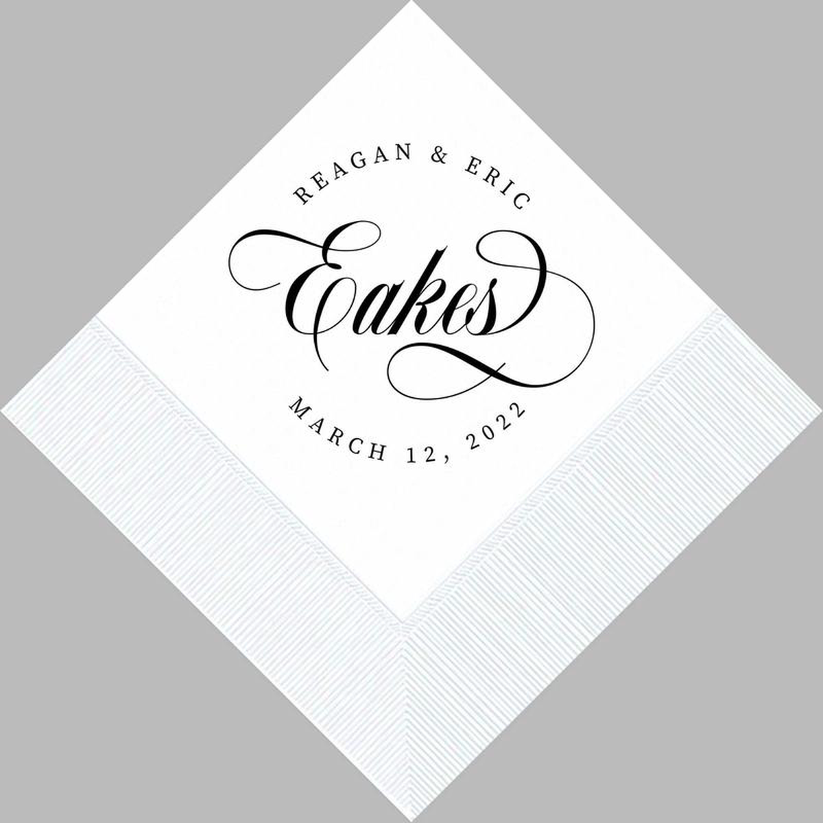 Modern Elegant Script Circle Personalized Wedding Bridal Shower Rehearsal Dinner Cocktail Napkins Custom Printed