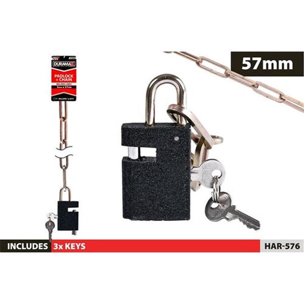 PADLOCK WCHAIN 2PC 5MM X 80CM