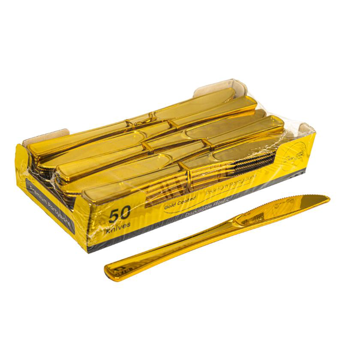 Plastic Knives Set 50pcpack 8211 Gold