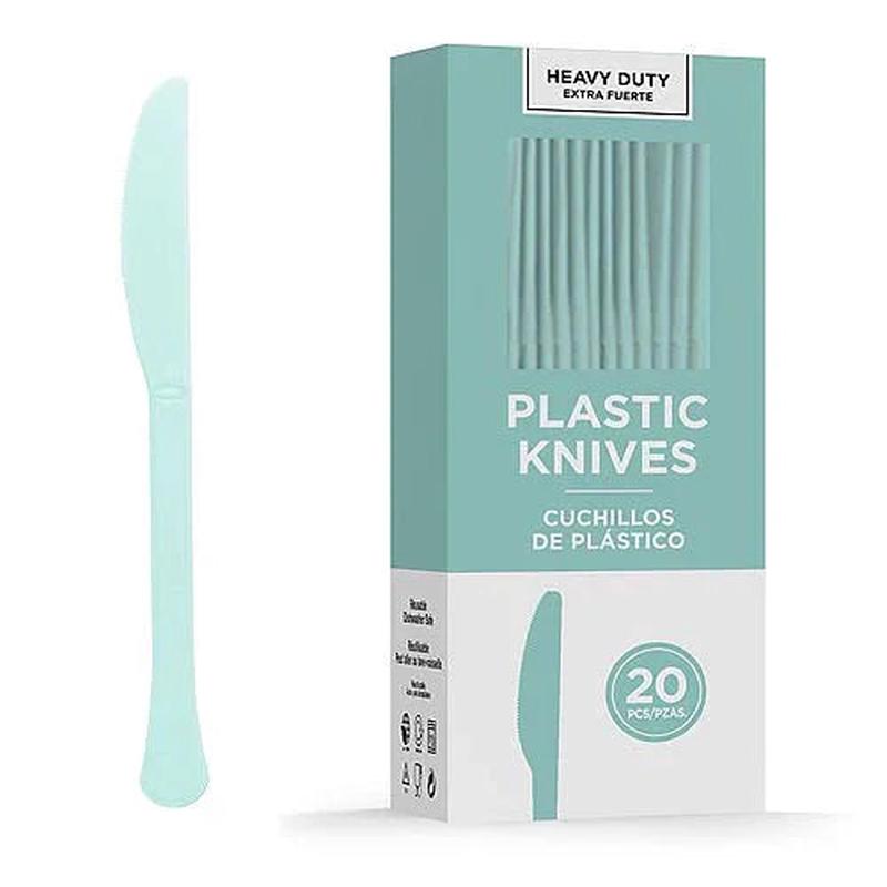 Robin's Egg Blue Heavy Duty Plastic Knives | 20ct