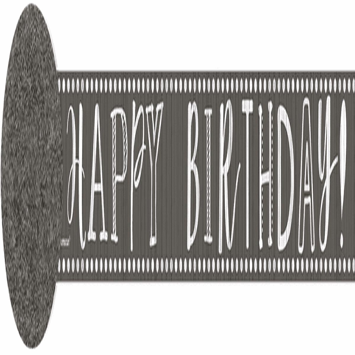 Black and White Happy Birthday Crepe Paper Streamer | 81'