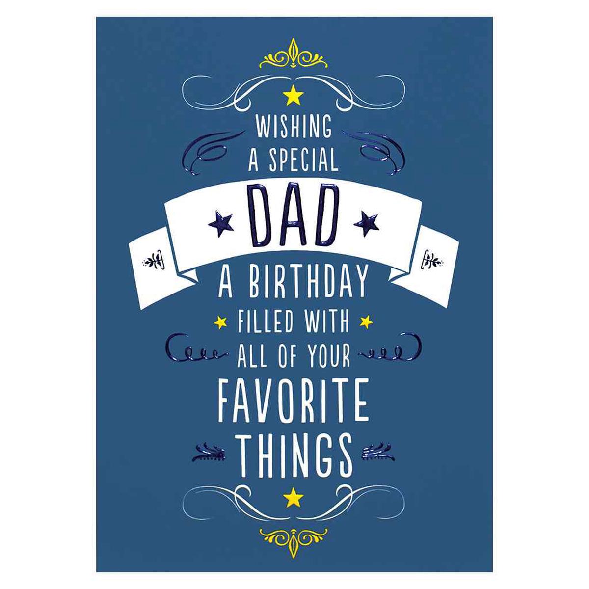 Blue Birthday Scroll Dad Greeting Card
