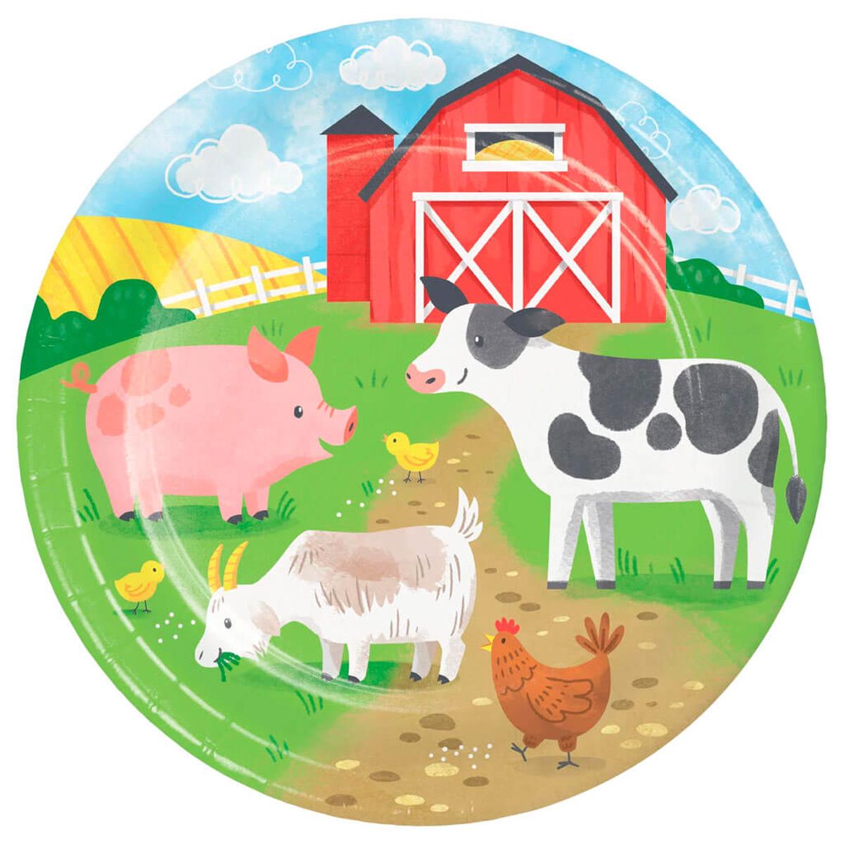 Farm Animals Dinner Plate 8ct 9in