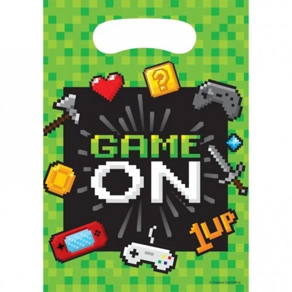 Gaming Party Favor Bags Plastic 8 Pack 9" x 6.5" Kids Birthday Favors Tableware