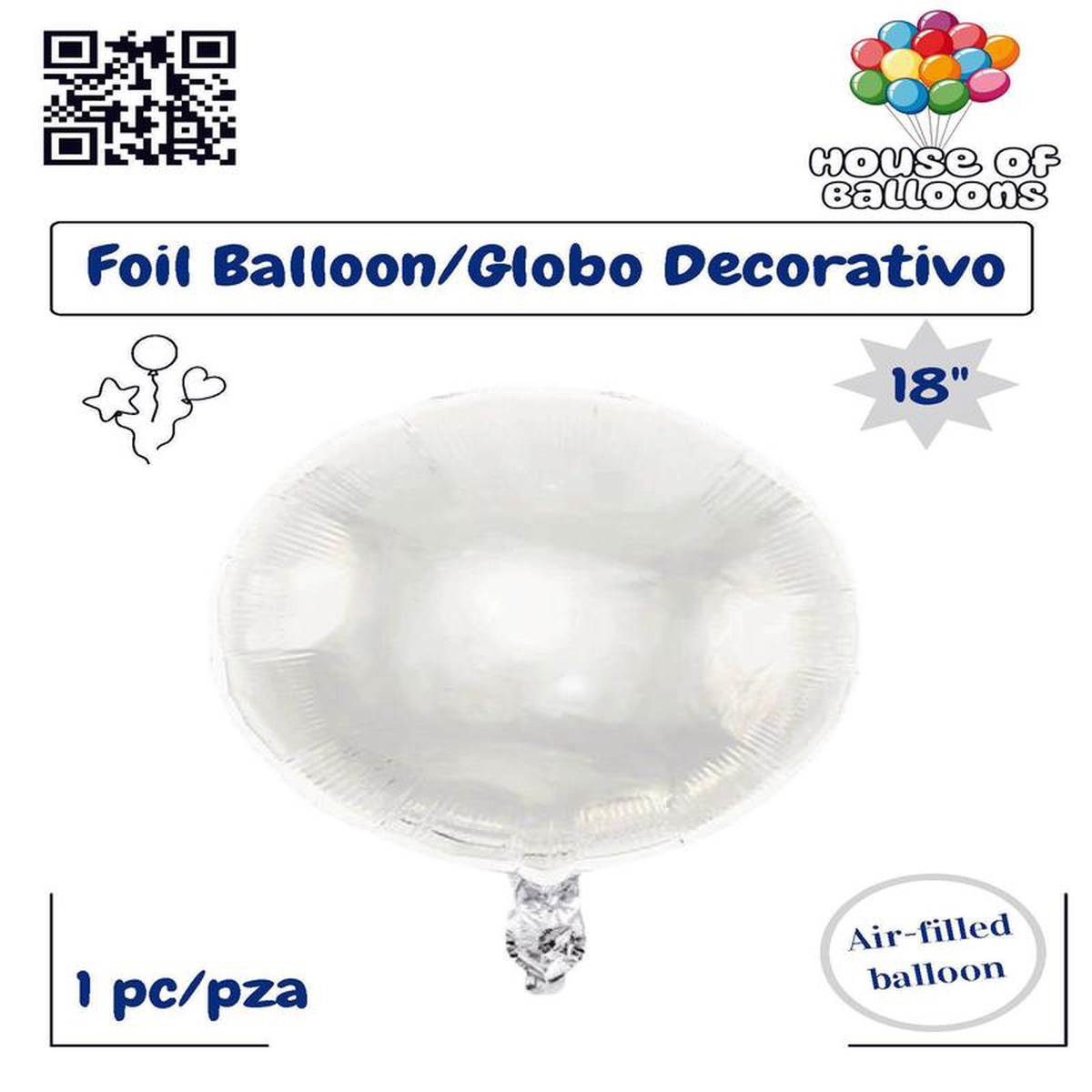 House of Balloons Silver Lining Round 18 inch Foil Balloon 1ct