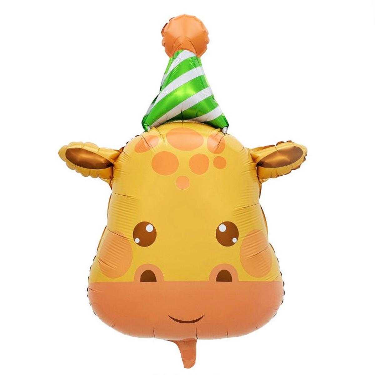 Giraffe Animal with Party Hat Helium Foil Balloon - Perfect for any celebration!