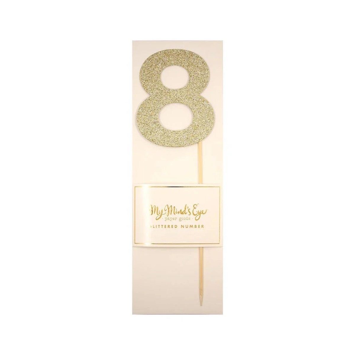 Gold Glitter Number Cake Topper Party Pick No. 8