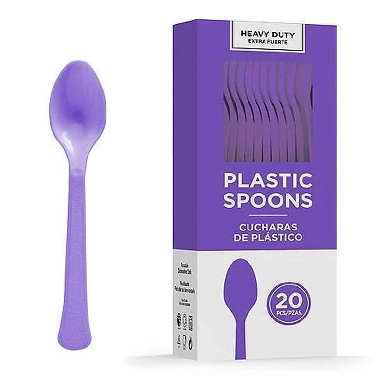 New Purple Heavy Duty Plastic Spoons | 20ct