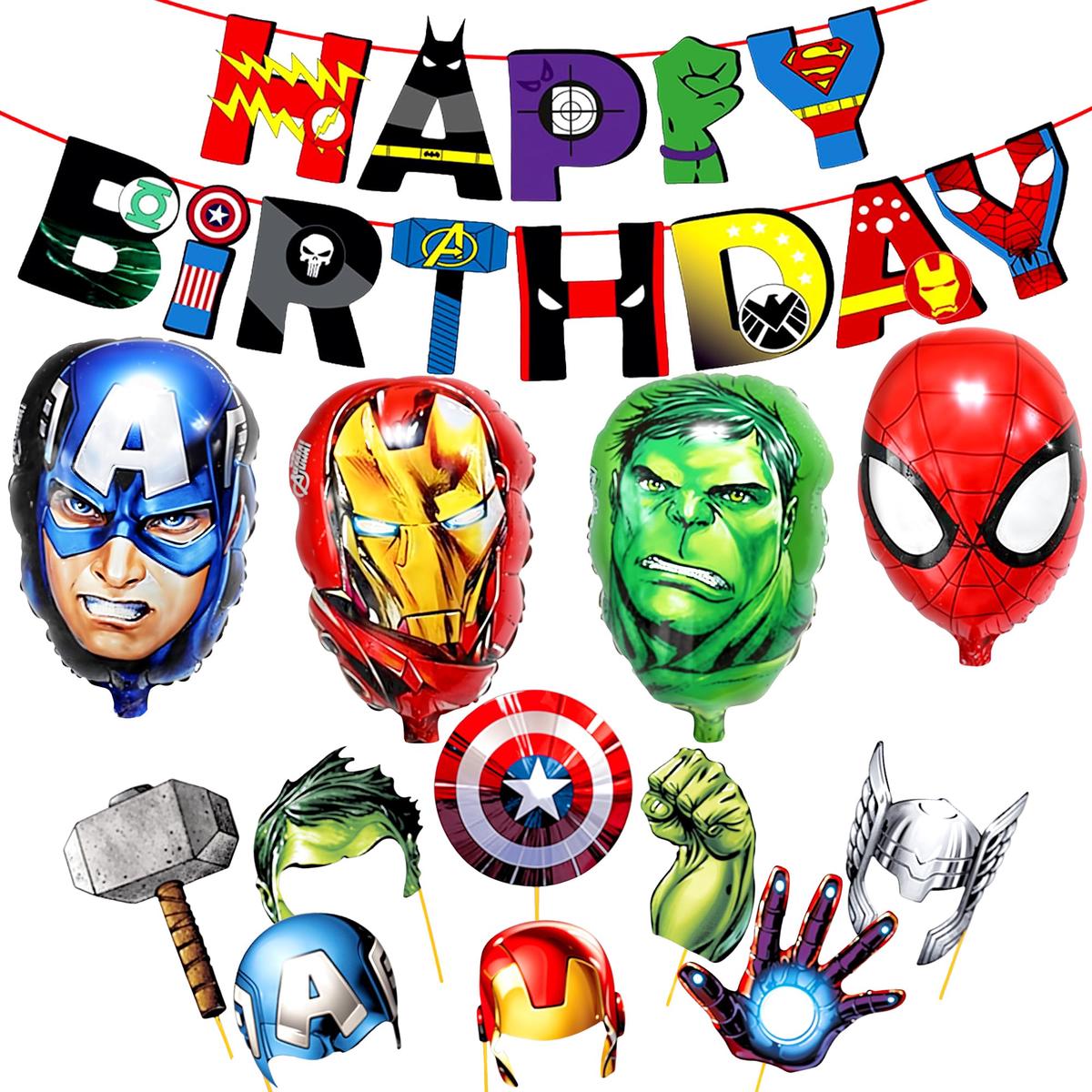 Superhero Birthday Decoration Kit for Boys - 13 Pcs
