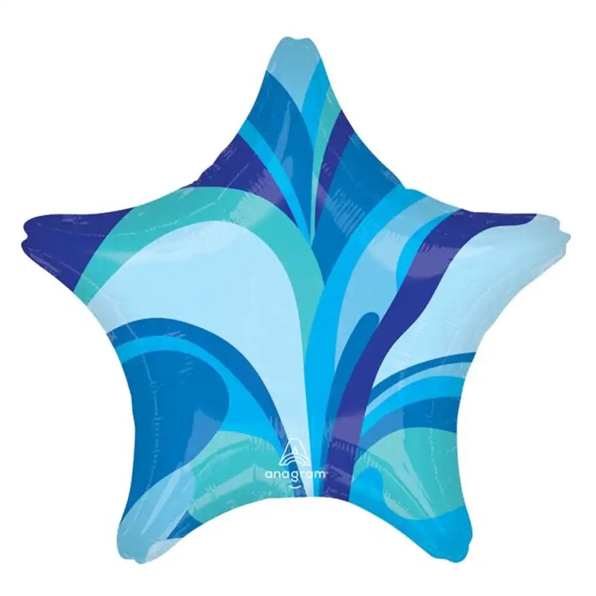 Blue Macro Marble Star Foil Balloon 19in