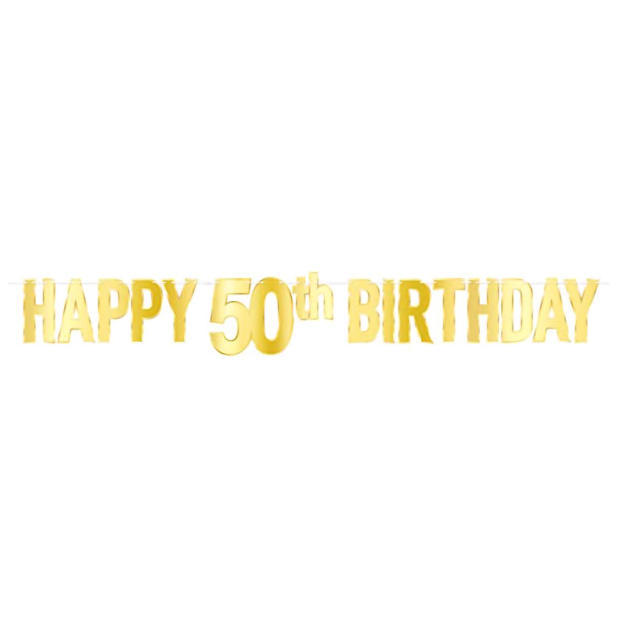 Foil Happy "50th" Birthday Streamer, 7.75in x 5ft