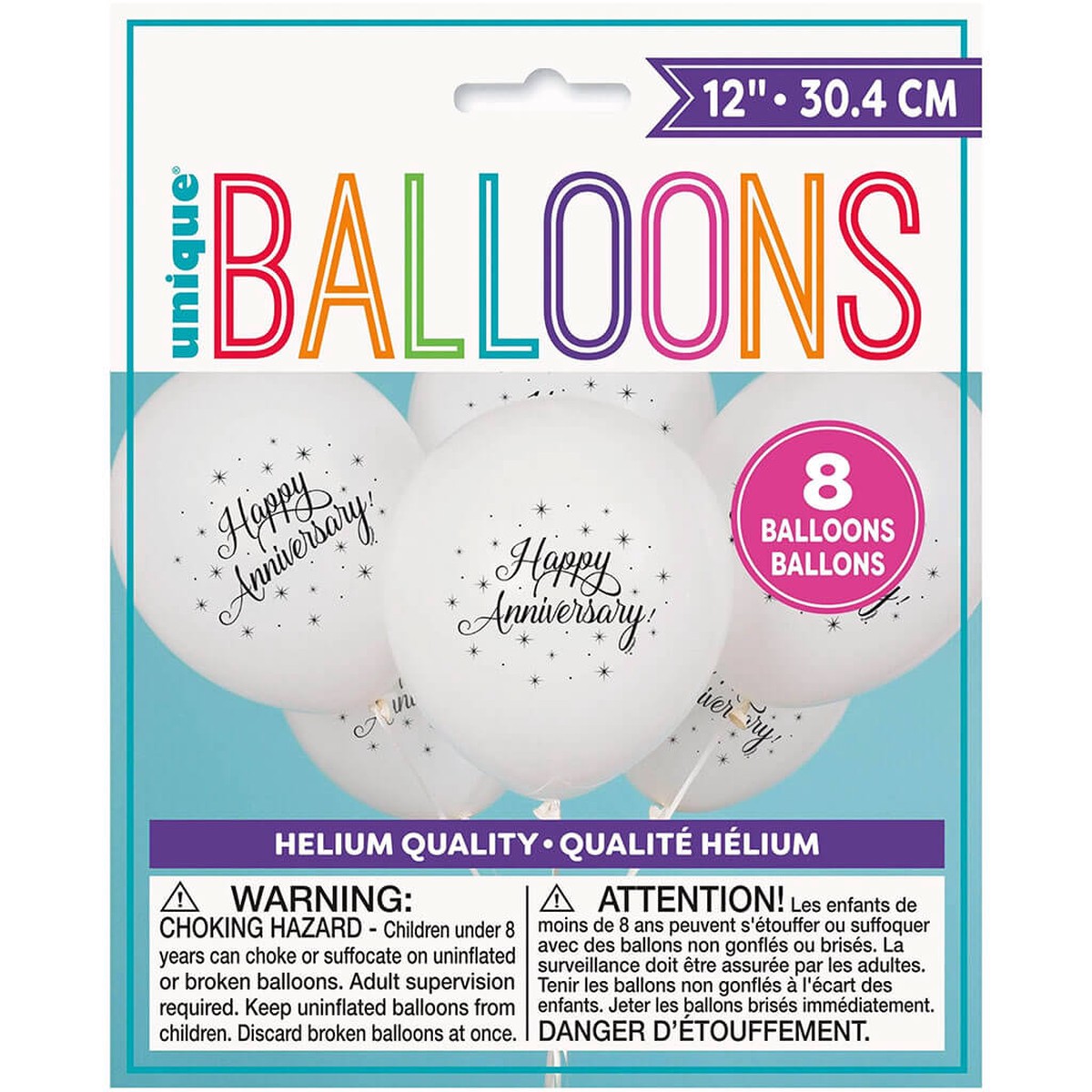 Happy Anniversary Printed Latex Balloons 8ct 12in