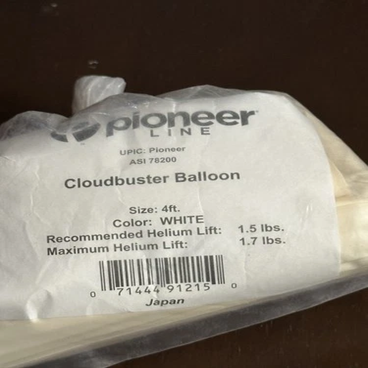 (Sold in Pairs) Pioneer 4' Giant Cloudbuster Balloon (White)