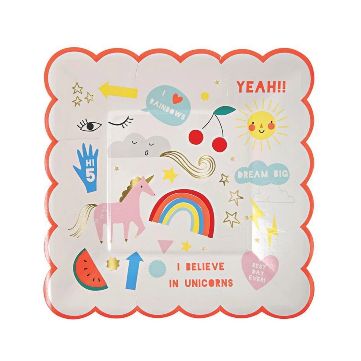 Rainbow Unicorn Plates -small (pk8)