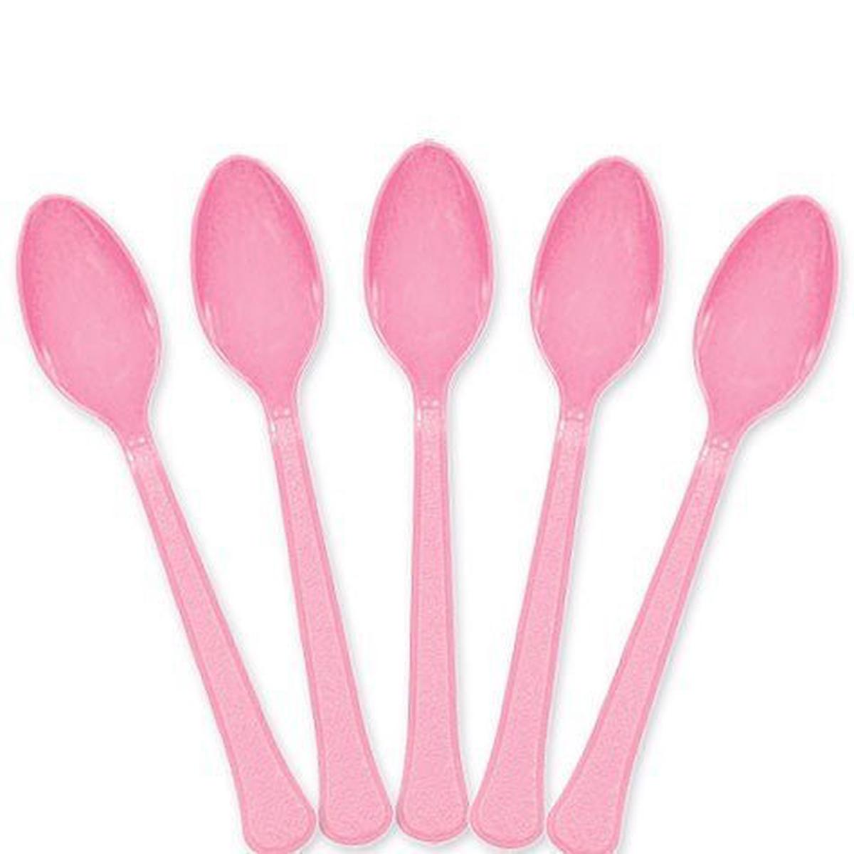 New Pink Plastic Spoons | 20ct