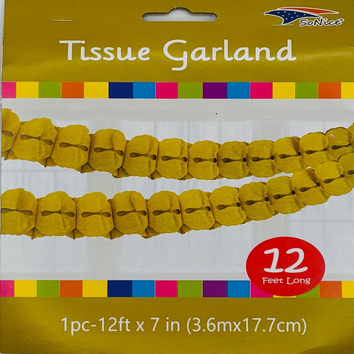 Tissue Garland 12 count-Gold