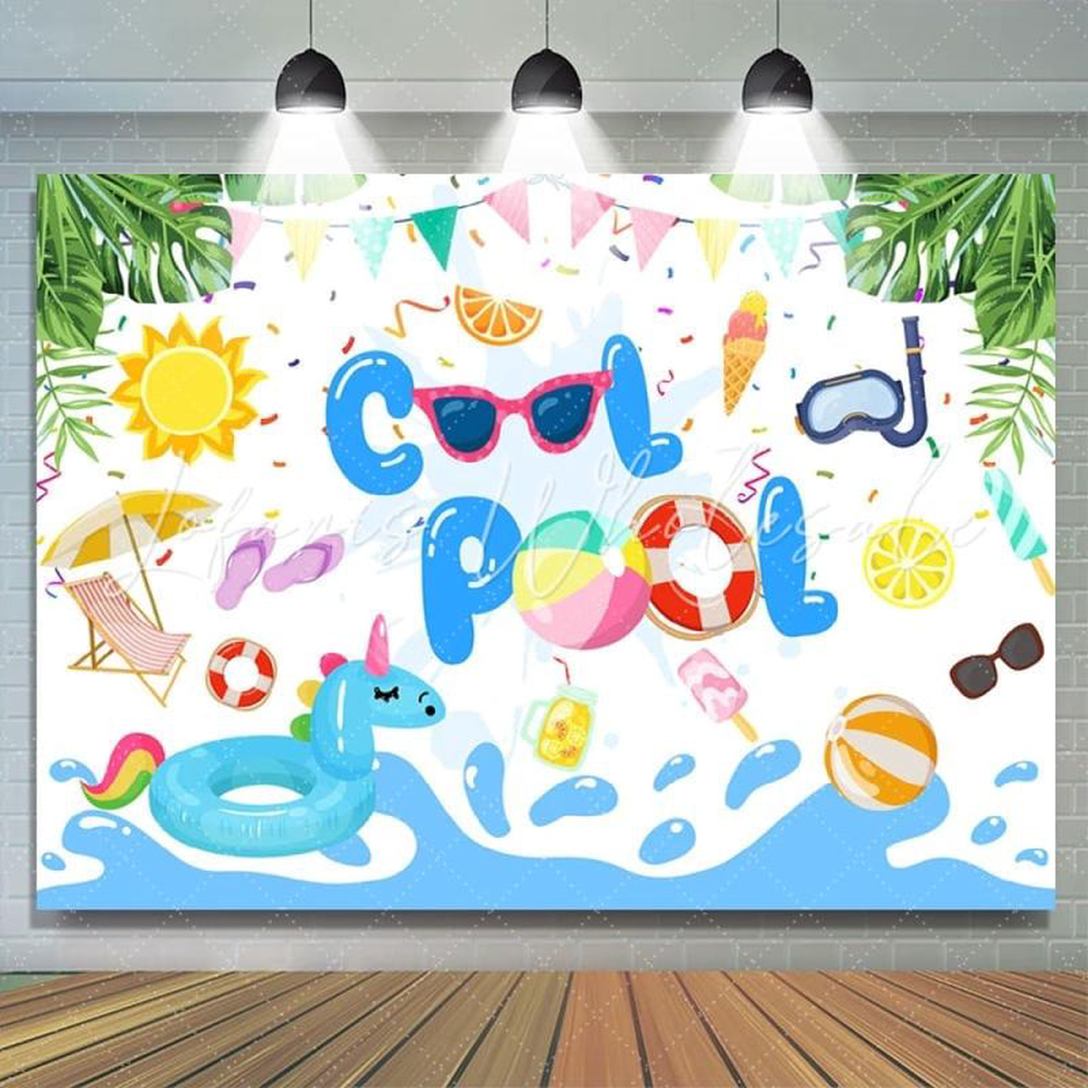 Cool Pool Green Summer Backdrop (x1u)