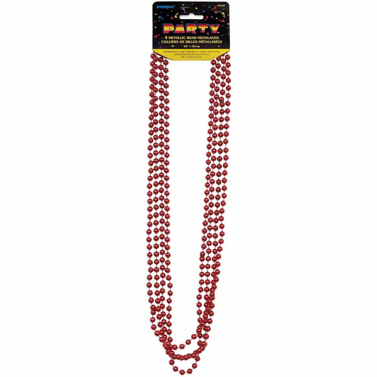 4 32 In Red Metallic Beads