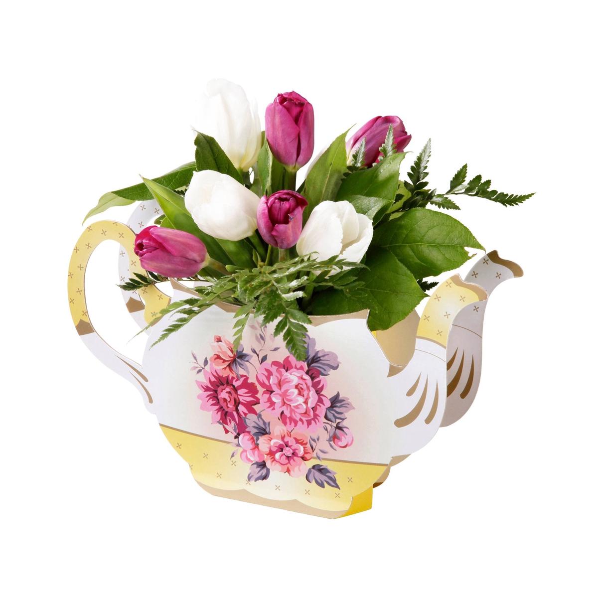 Yellow Teapot Cardboard Flower Vase