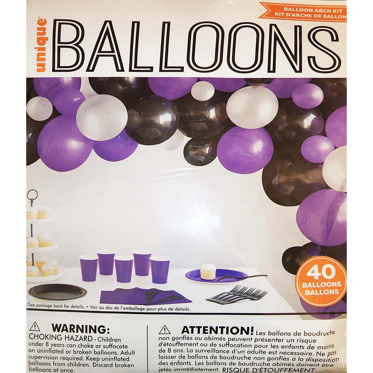 BlackPurpleSilver Balloon Arch Kit 40pc