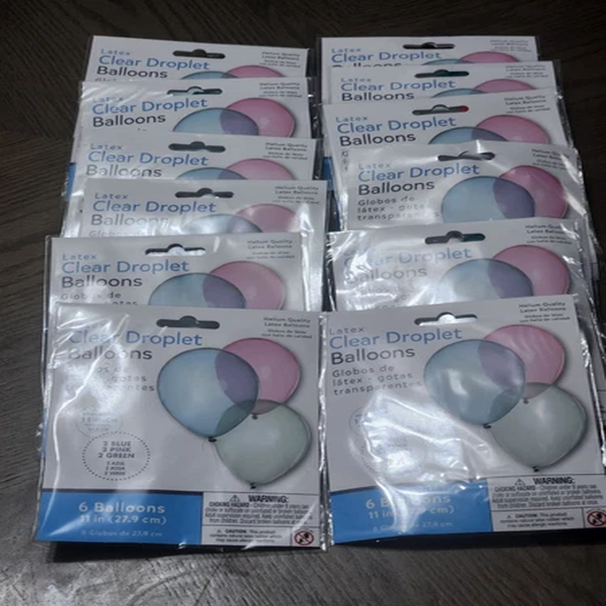 (12) Packs Of 6 Amscan Latex Clear Droplet 11"  Balloons. (Total Of 72)