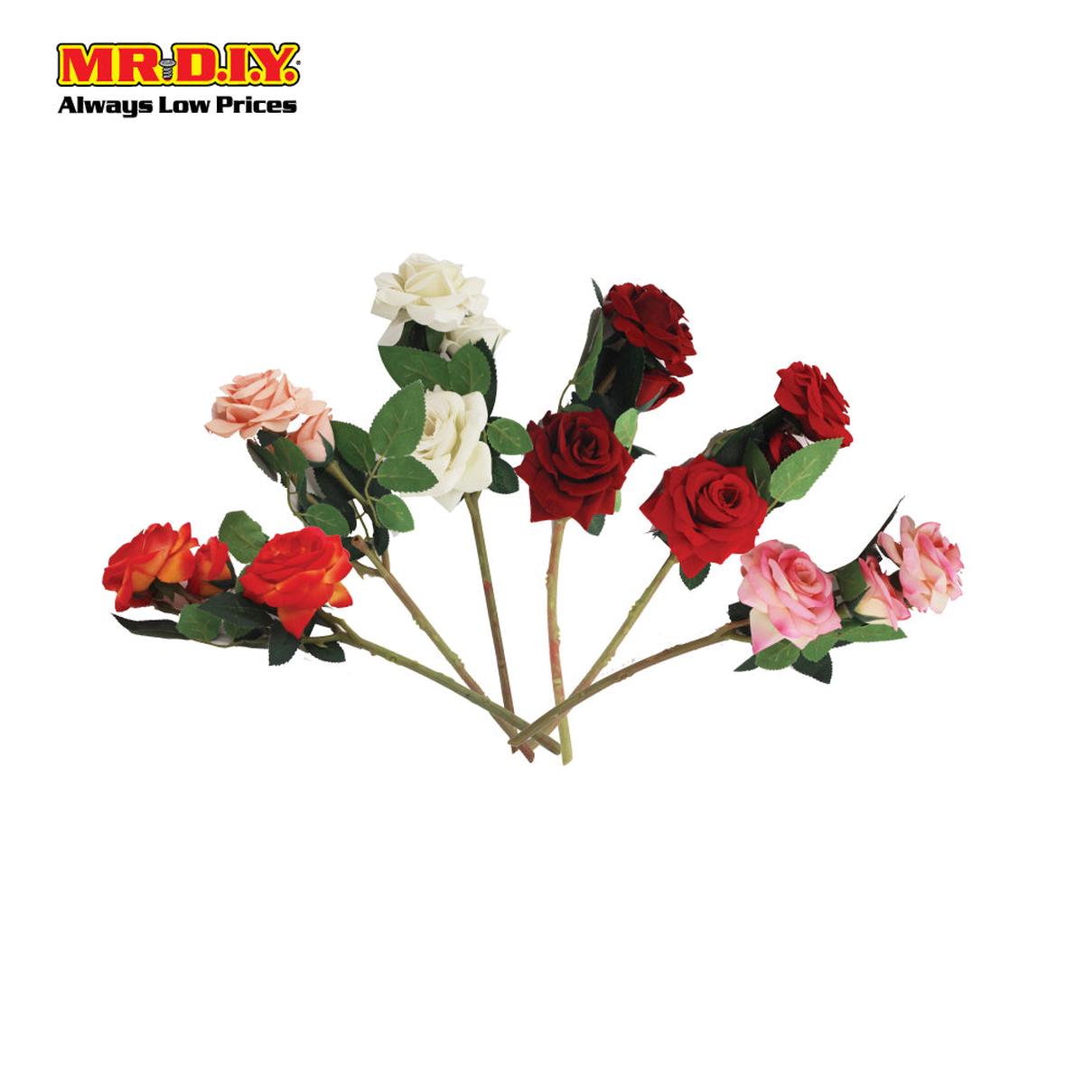 (MrDiy) Decorative Artificial Rose Flower Wcj-3 Red