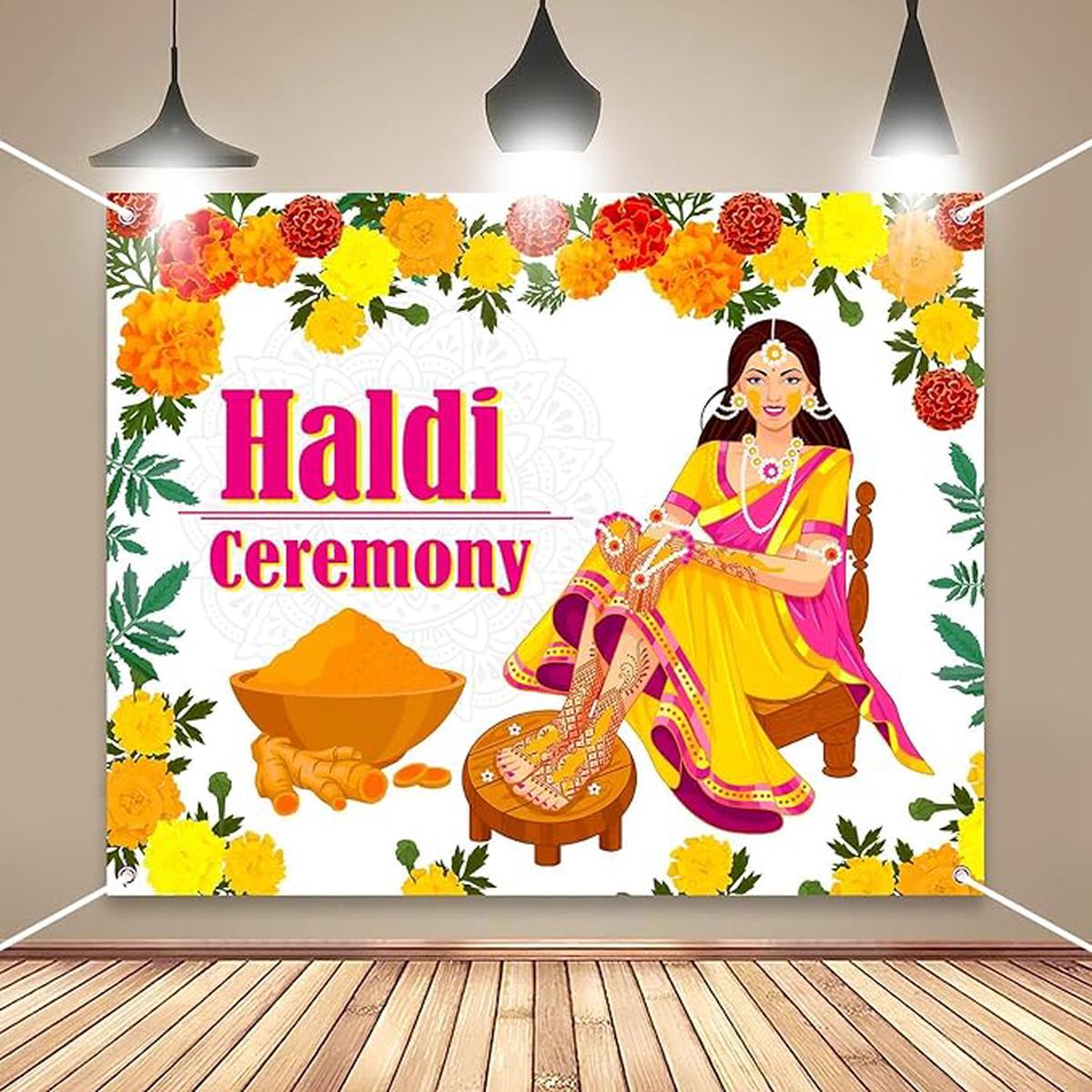 Haldi Backdrop Decoration Cloth (4x5 Ft)