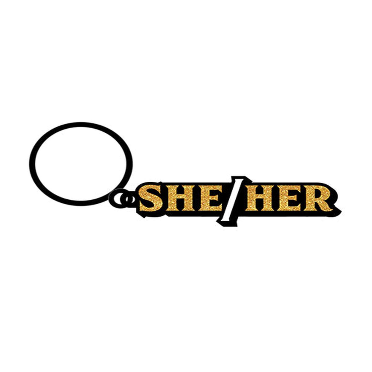 Wood Rocket She/her Keychain
