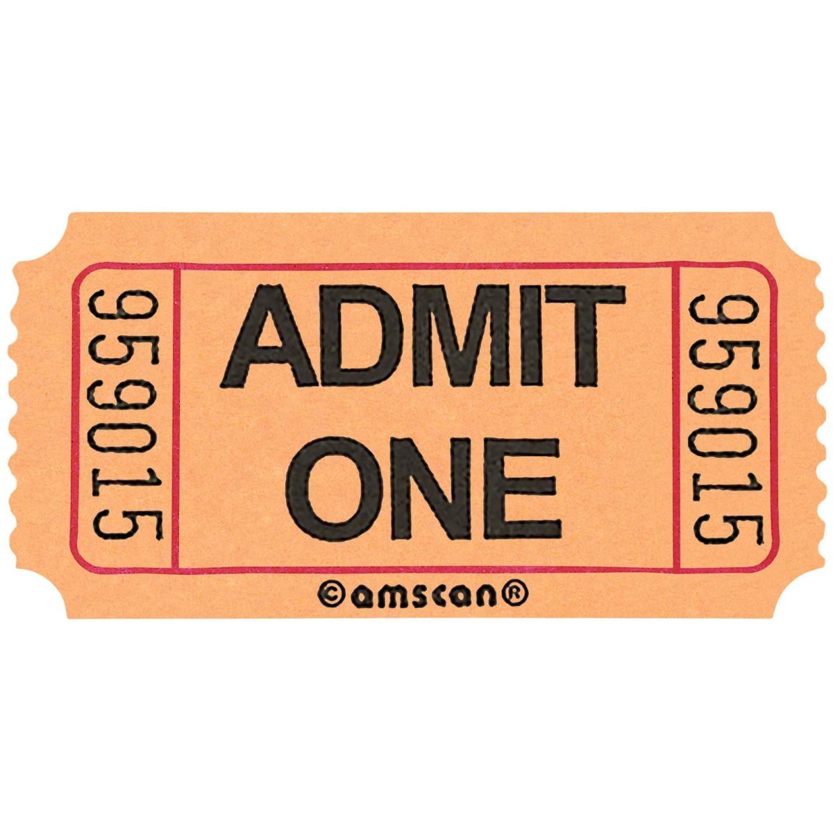 Single Ticket Roll, Orange, 2000 Count