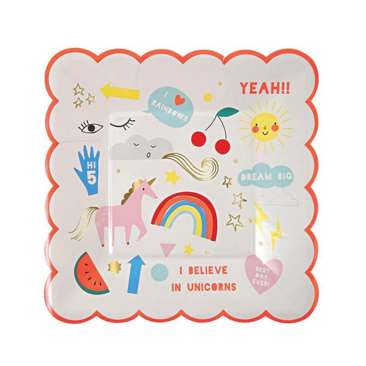 Rainbow & Unicorn Plates -small