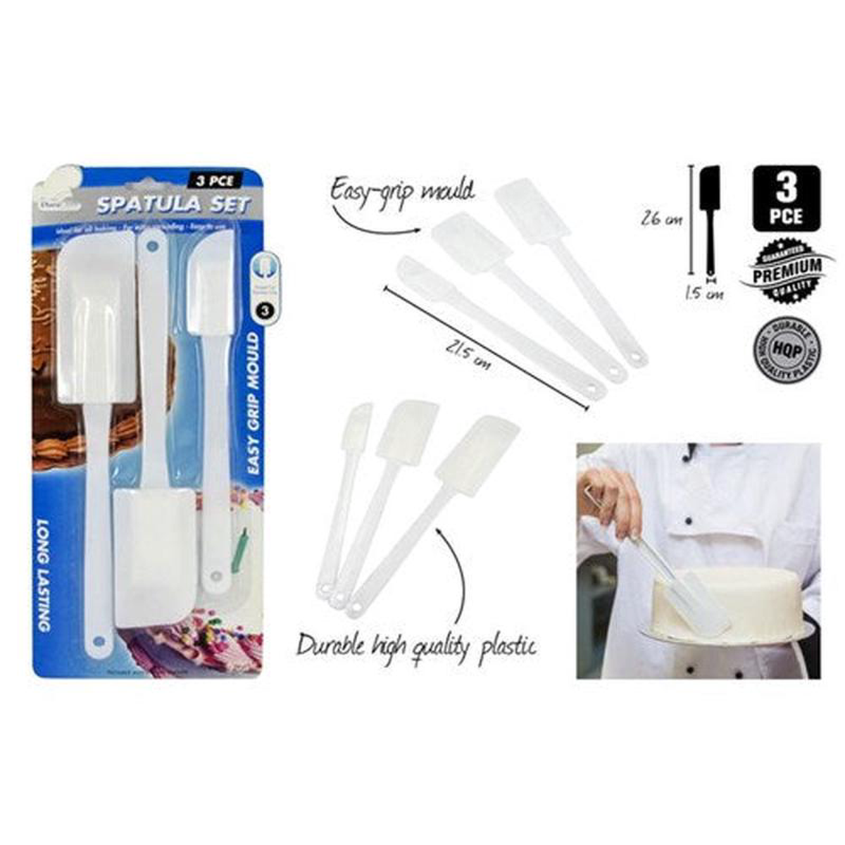 SPATULA 3PC WHITE 6-9-10CM