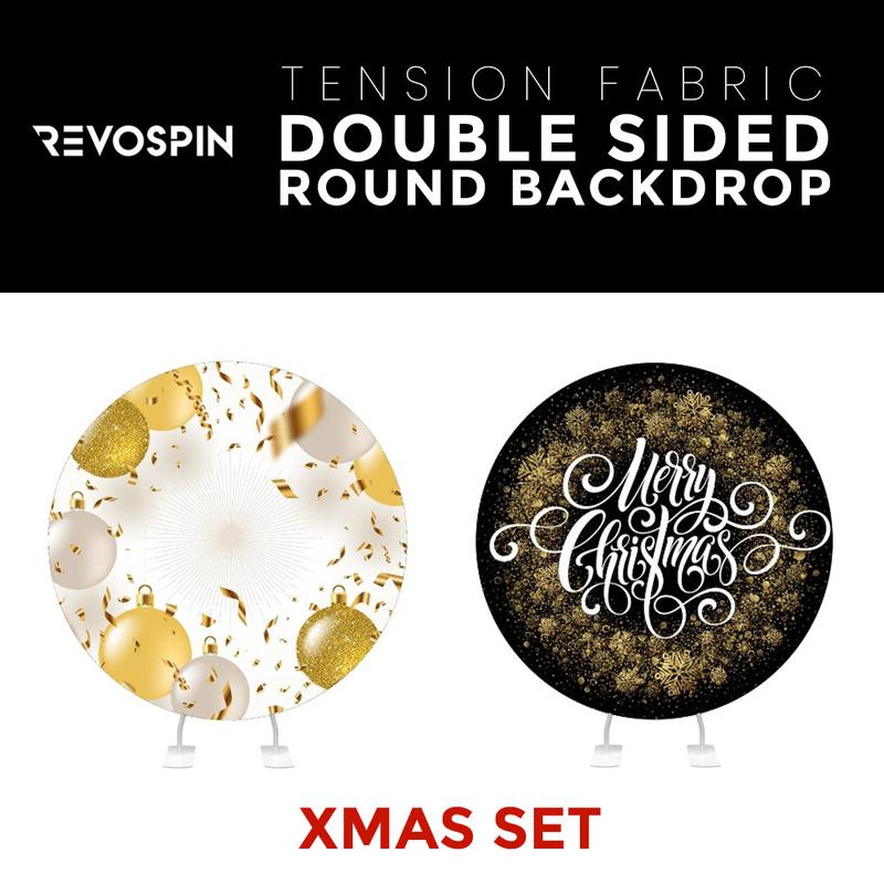 Xmas Set-02 Double Sided Round Tension Fabric Photo Booth Backdrop