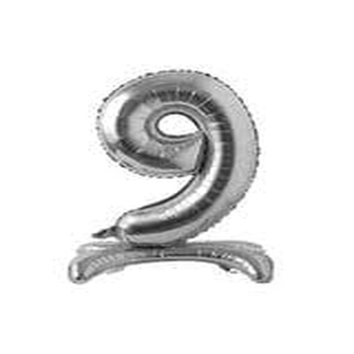 Numeral Balloon With Stand Silver 9
