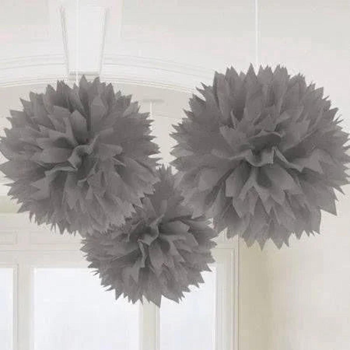 Silver Fluffy Decorations, 16'' | 3 ct