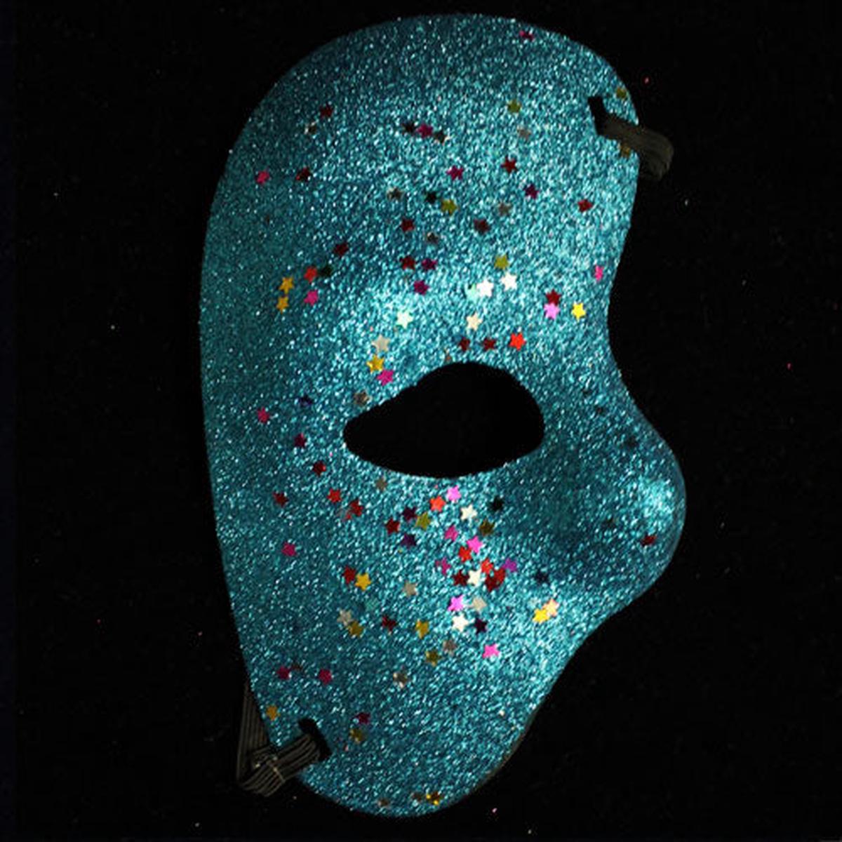 Turquoise Half Face Glitter Mask | 2 Count