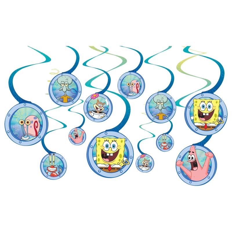 SpongeBob Spiral Decorations 12pc - Amscan