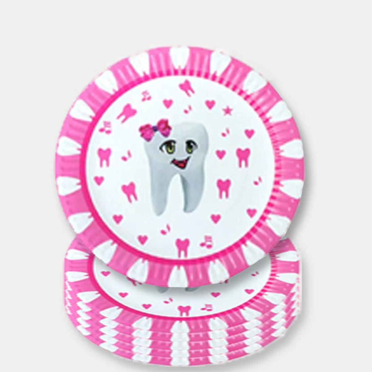 1st Tooth (Pink) Paper Plates