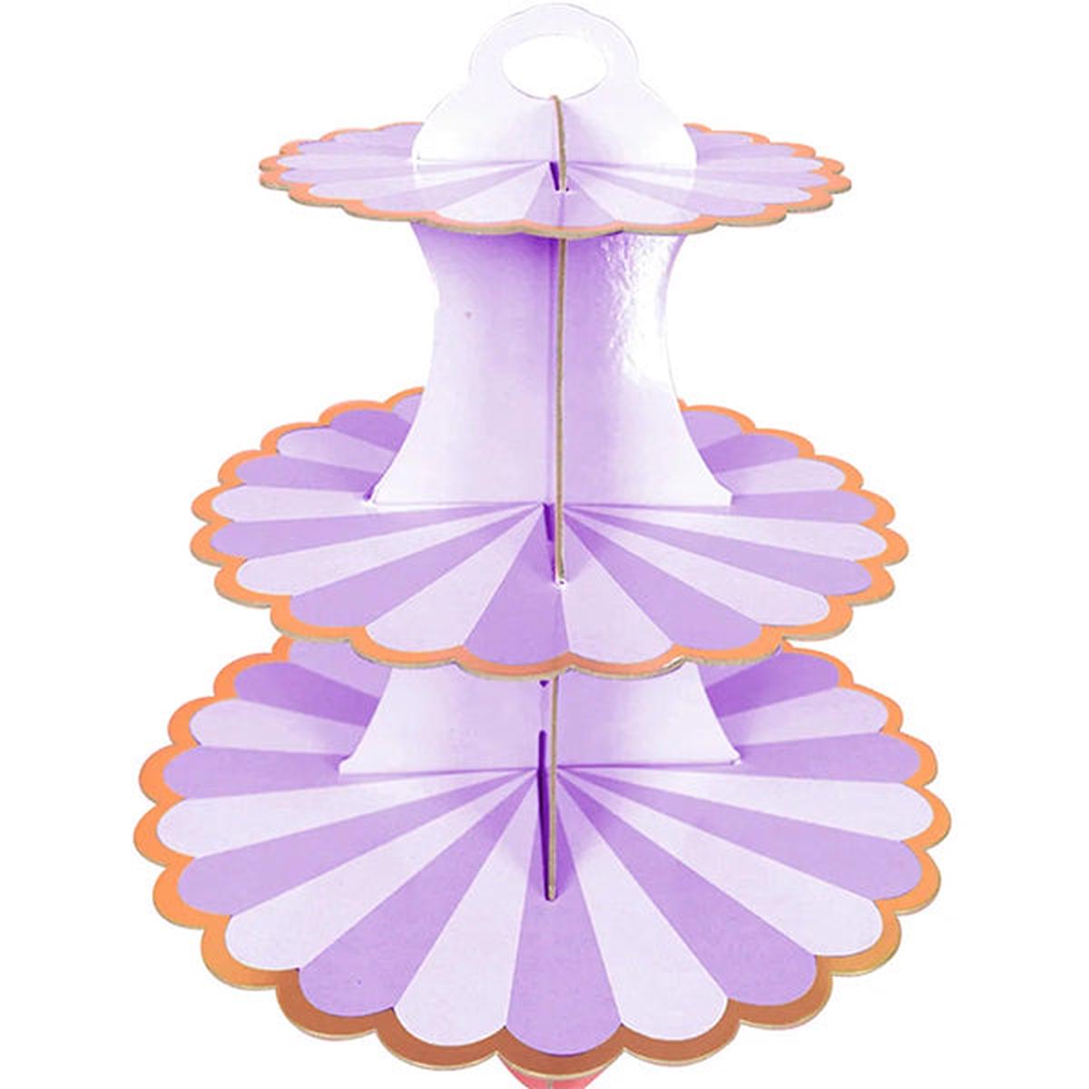 3 Tier Cupcake Stand Purple and White