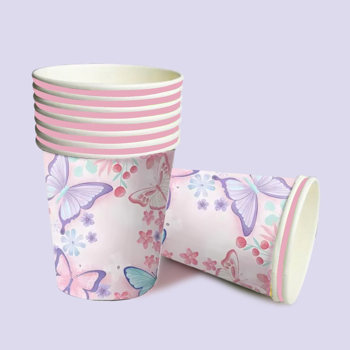 Multi Color Butterfly Theme Paper Cup