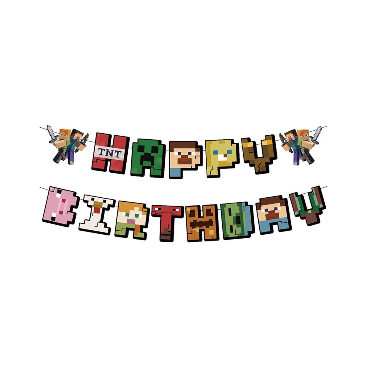 Minecraft Theme Birthday Banner