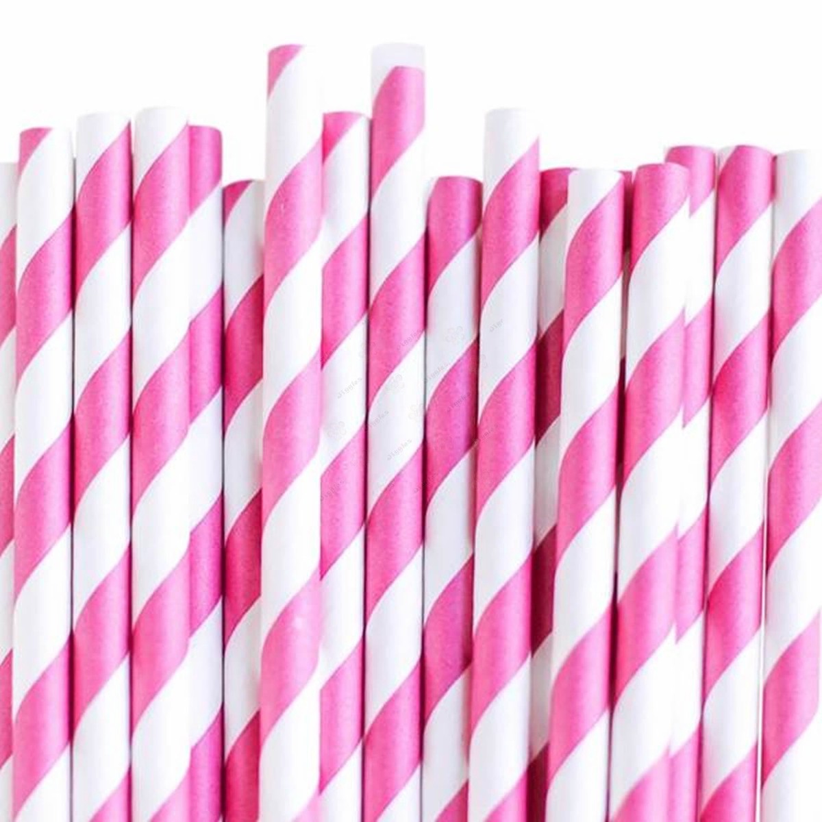 Pink Stripe Paper Straw
